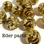 【4個】German vintage gold tornado beads