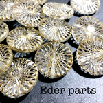  【4個】German vintage gold ×clear beads