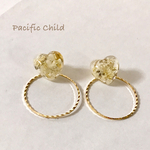 ハートのかすみ草とフープのピアス/イヤリング