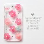 フロックスと紫陽花の蝶舞う 押し花 iPhone ケース