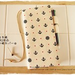 ほぼ日手帳WEEKSサイズ手帳カバー 生成り　マリン　イカリプリント