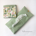 ポケット付♡admi print使用 ボックスティッシュケース 黄緑