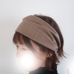 ラスト1点完成品のみ　国産霜降りウール混紡　ブラウンベージュ　大人な風合い♪ゆるターバン**帽子代わりにも
