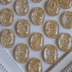 【4個】 オーバル クリア 金箔 ゴールド カボション