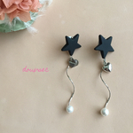 流星とハートのピアス/イヤリング ブランドロゴハートプレート付き