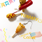 ”くまくまアメリカンドック”  片耳ピアス＊イヤリング/ストラップ／キーホルダーに変更可能＊再販×8