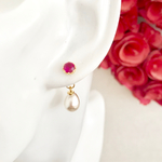 王冠＊Ruby＊雫パール♡silver925☆ピアス