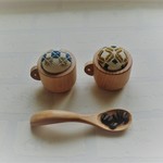 【再販】コーヒーカップの小さなピンクッション（こぎん刺し・シリーズ1）