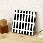 12x12cmちいさなファブリックパネル【北欧　格子パターンのファブリックパネル】ブラック