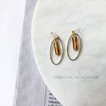 brown stick oval hoop earring