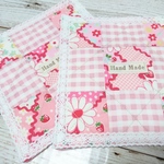 YUWA・OLD NEW 30`ｓ＊パッチ風×ピンクギンガム＊マルチマット2枚セット＊ピンク