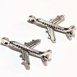 飛行機チャーム　アンティークシルバー　10個セット