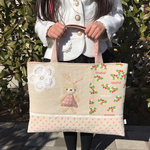 ラスト１点入園入学☆ナチュラルうさぎとバテンのレッスンバッグ(いちご）