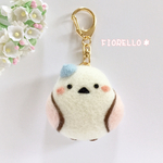 水色ベレー帽のシマエナガちゃんキーホルダー