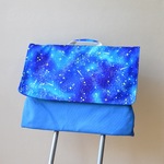 宇宙銀河×青 防災頭巾カバー 背もたれがけタイプ