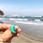 13号【サイズ調整不可】《silver925 ring》moon×flower turquoise❤︎