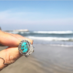 13号【サイズ調整不可】《silver925 ring》flower&leaf× turquoise❤︎