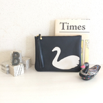 *白鳥ポーチ*  　左向き　white swan　leather　