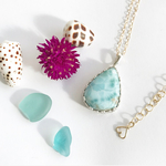 《silver925&gold filled》 wave×larimar ❤︎necklace