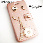 iPhone6/6s手帳型ケース♡パリジェンヌ風♡ローズゴールド♡キラキラスワロデコ