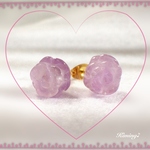 ラベンダーアメジスト薔薇ピアス