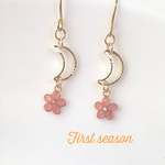 Small moon☆flower pink ピアス☆イヤリング