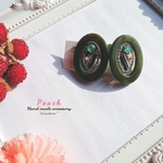 SALE♡Round bijou Earring (Green)