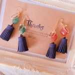 oval × tassel navy ピアス/イヤリング
