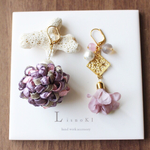 ribbon Tassel asymmetry  ピアス/イヤリング　コットンパール　タッセル　アシンメトリー