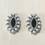 BLACK PEARL SILVER OVAL DESIGN CABOCHON PARTS
