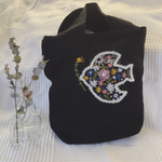 鳥＊刺繍麻ミニバッグ