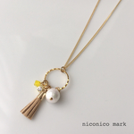 タッセルとコットンパールのロングネックレス #冬