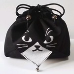 鈴付き黒猫バンダナ巾着