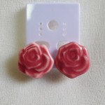 ピンク薔薇のイヤリング（クリップタイプ）