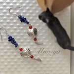 ラピス＆ハートのロングピアス