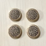 BEIGE BROWN TWEED GOLD FLAME ROUND CABOCHON