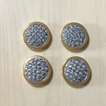 GRAY TWEED GOLD FLAME ROUND CABOCHON PARTS