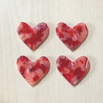 RED MARBLE HEART DESIGN CABOCHON PARTS