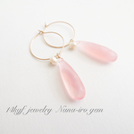 14kgf  pink chalcedony hoop pierce