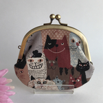 がま口小銭入れ   ネコちゃん大集合(セピア)