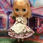 ワンピース エプロン付き キッチン柄 ブラウン系  ( ブライス、リカちゃん)