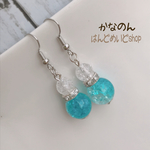 クラックビーズ2粒×ロンデル シルバーピアス