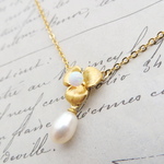Gold Flower×京都オパール　ネックレス