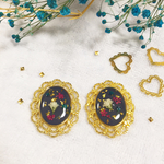 ヴィンテージ風 ゴールド レジン ピアス