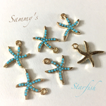 ターコイズ×ゴールド スターフィッシュ チャーム 6個set