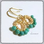 天然石のフリルピアス／イヤリング ターコイズ