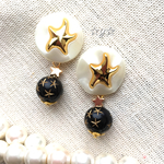☆Vintage Button☆モノトーンな星ピアス/イヤリング