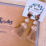 【再販×3】2way flower × tassel beige ピアス/イヤリング 