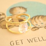 ♡Vintage Glass Cabochon  ring♡(Cat)