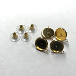 【内径12mm 4個2ペア】真鍮製 カン付きミール皿ポストピアス  クッションキャッチつき♡ 